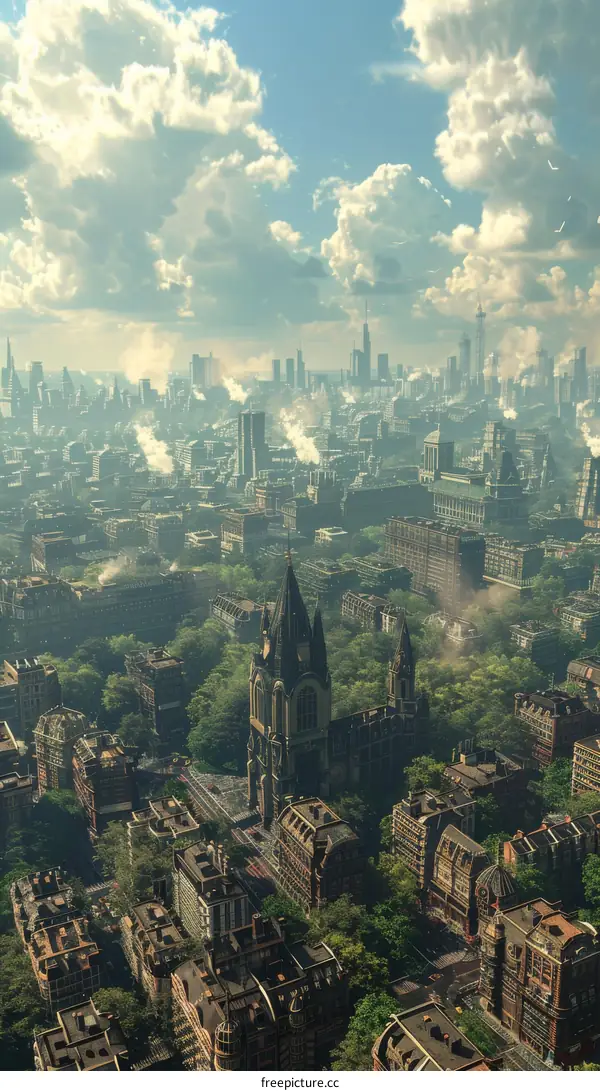 Gothic Cathedral Dominating a European Cityscape