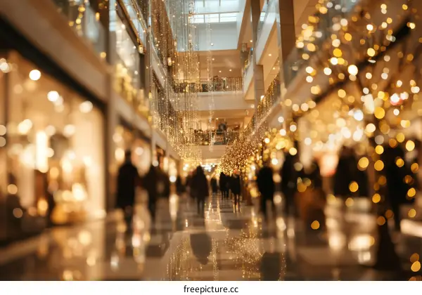 Busy Shopping Mall at Christmas