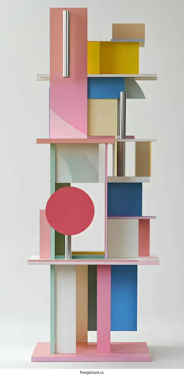 Abstract Geometric Structure with Colorful Panels