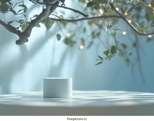 Minimalist Product Display Against Light-Blue Background