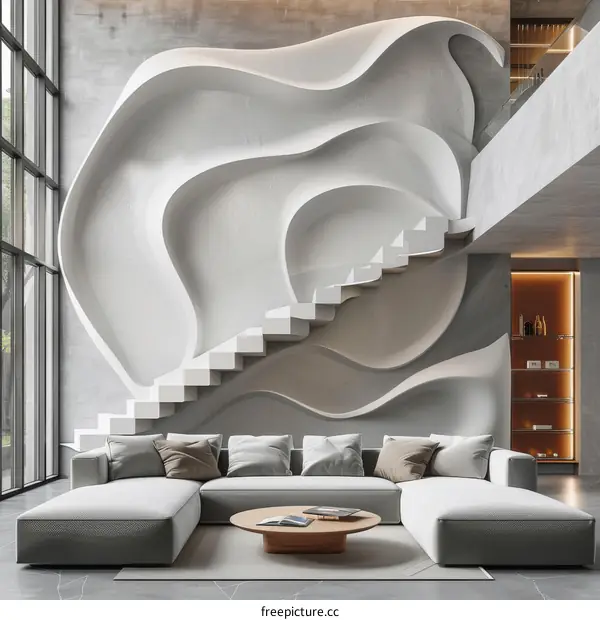 Modern Architectural Interior Design with Abstract Staircase