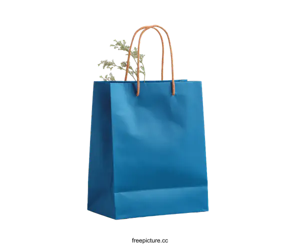 [Transparent Background PNG]Elegant Blue Shopping Bag with Natural Accents