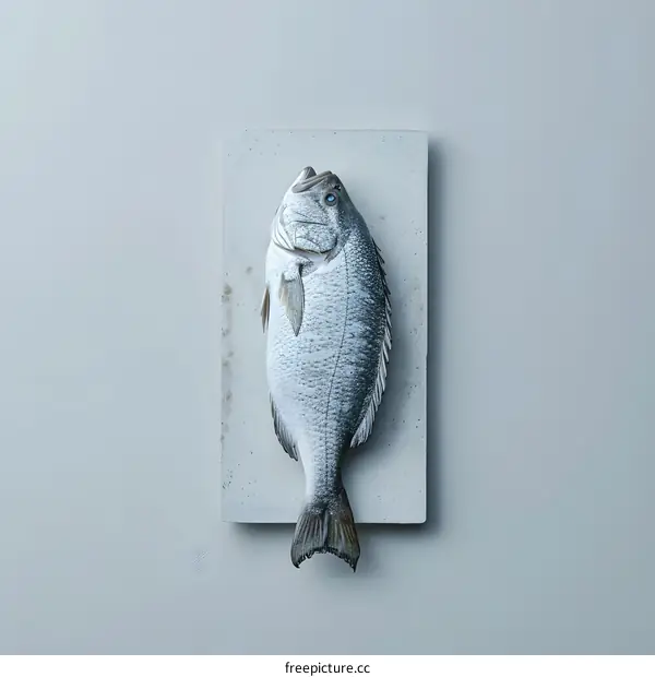 Fresh fish on grey background