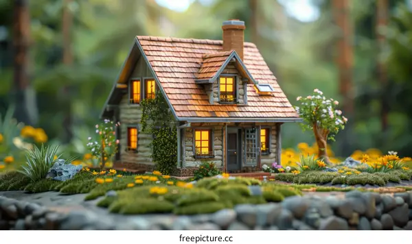 Tiny Cottage Nestled in a Lush Green Forest