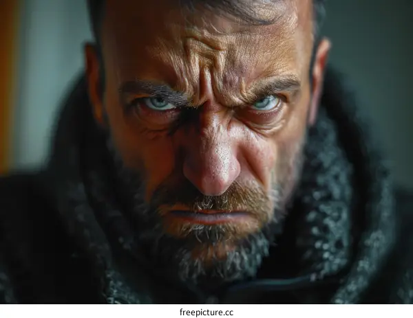 Close-up Portrait of an Angry Man
