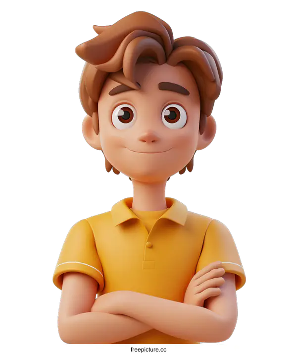 [Transparent Background PNG]Confident Boy with Folded Arms
