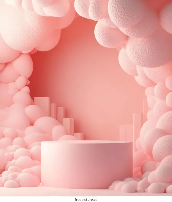 Abstract Pink Cloud Display Podium
