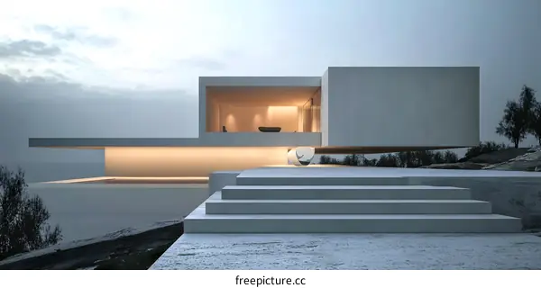 Modern Minimalist House with Pool and Steps