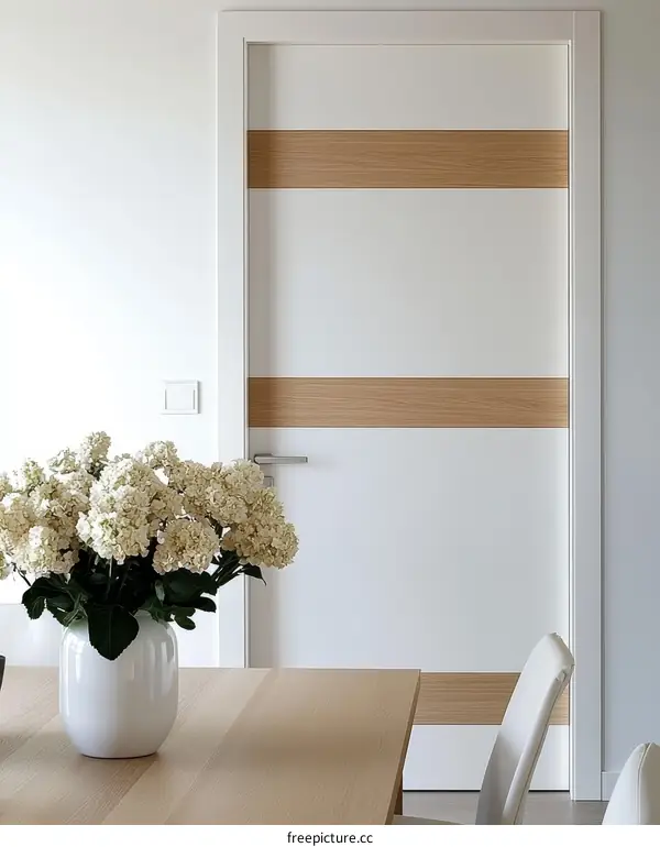 Modern Minimalist White Door with Wood Accents