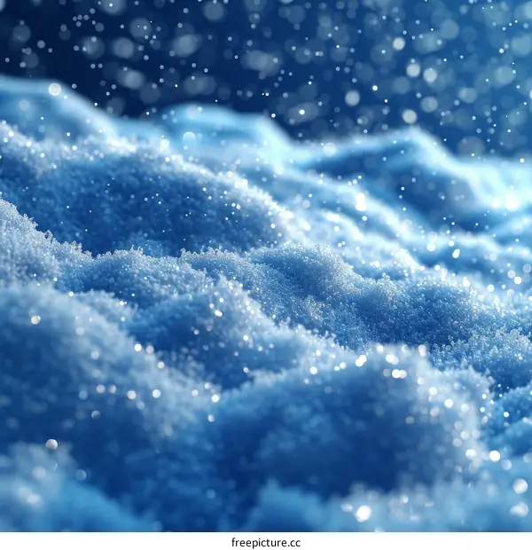Blue snow texture with soft focus