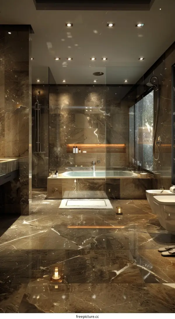 Luxury Modern Bathroom Design with Marble