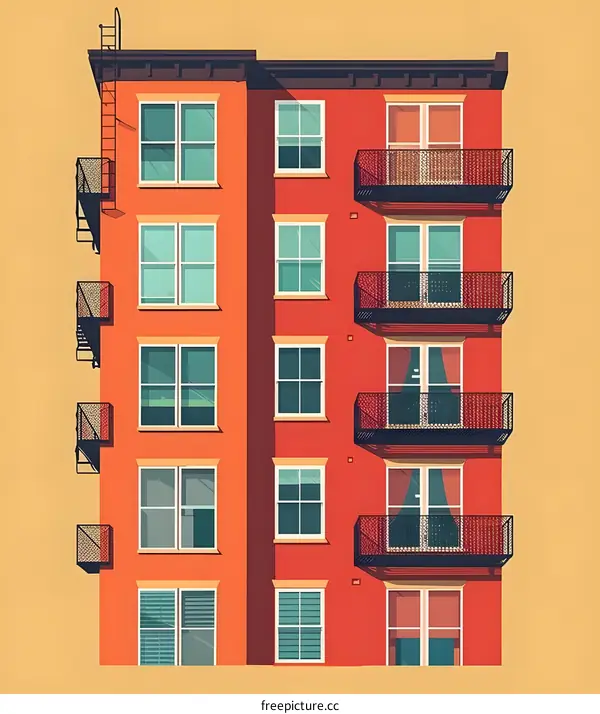 Modern Minimalist Illustration of an Apartment Building