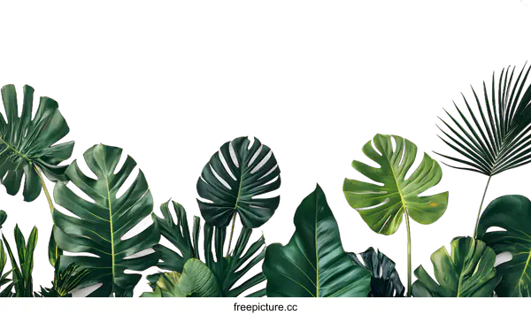 [Transparent Background PNG]Tropical Leaves On White Background