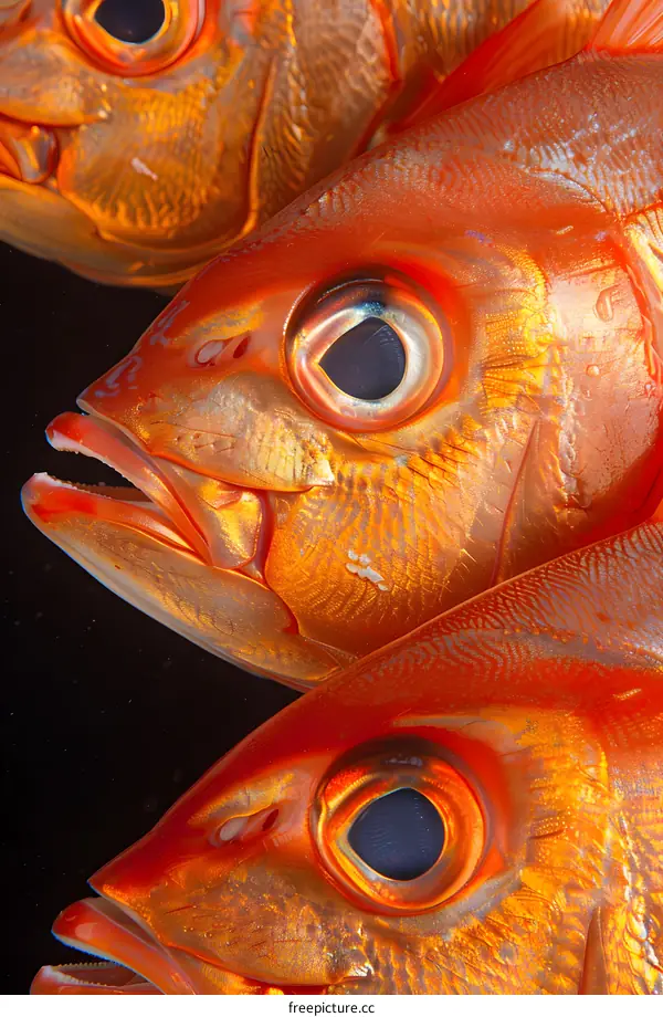Close-Up of Three Red Fish