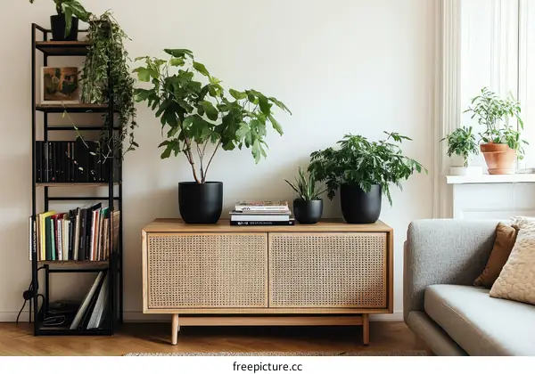 Modern Minimalist Living Room Decor with Plants