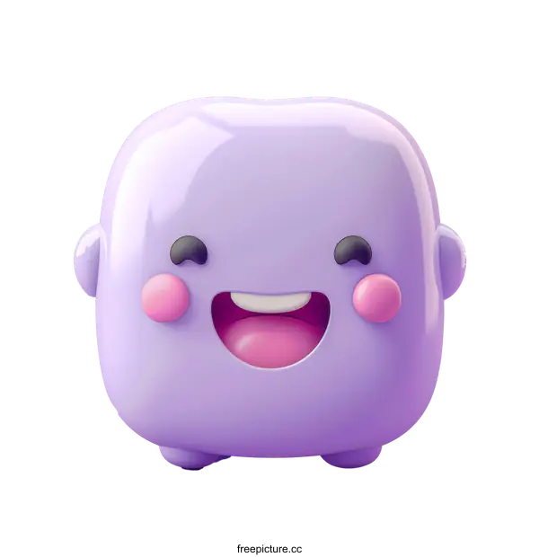[Transparent Background PNG]Purple Happy Blob Character