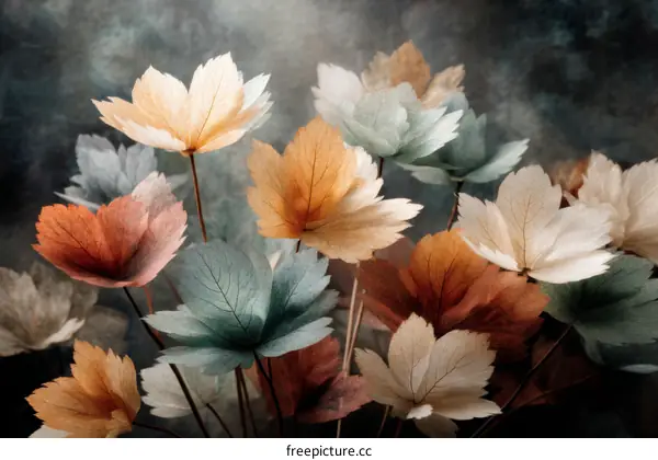 Autumnal Dried Leaves Artistic Still Life
