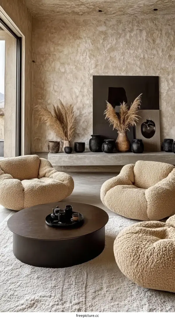 Modern Beige Living Room Interior Design