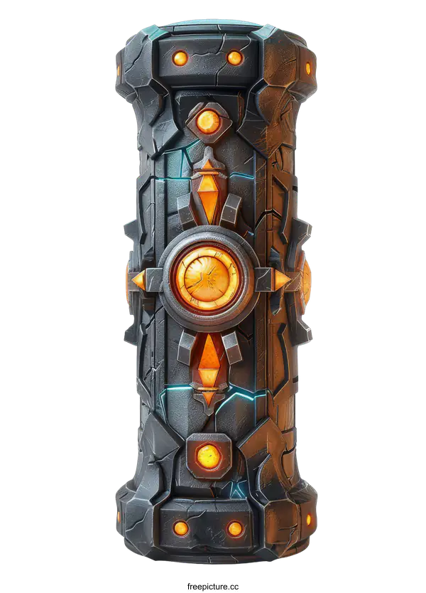 [Transparent Background PNG]Stone Pillar with Glowing Details