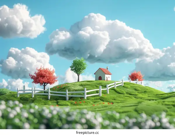 Small house on the green hill