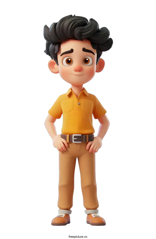 [Transparent Background PNG]A 3D rendering of a young boy