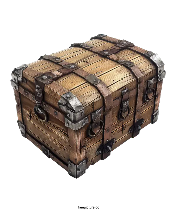 [Transparent Background PNG]Old Wooden Treasure Chest Isolated