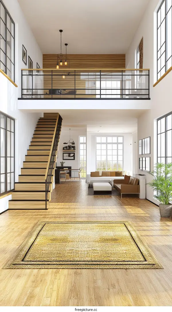 Modern Stylish Beige Area Rug in a Spacious Living Room