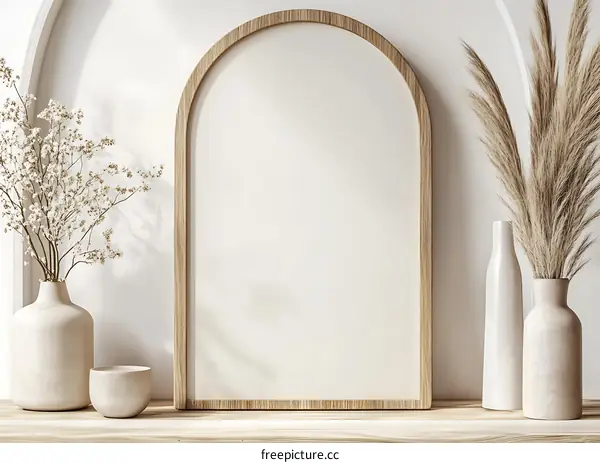 Wooden Frame with Blank Canvas Mockup