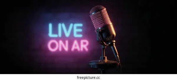 Retro Vintage Microphone Live on Air
