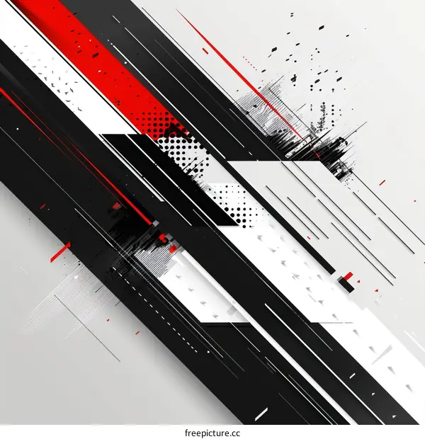 Black red and white abstract painting