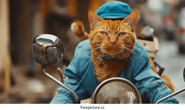 Funny Cat Riding a Motorcycle