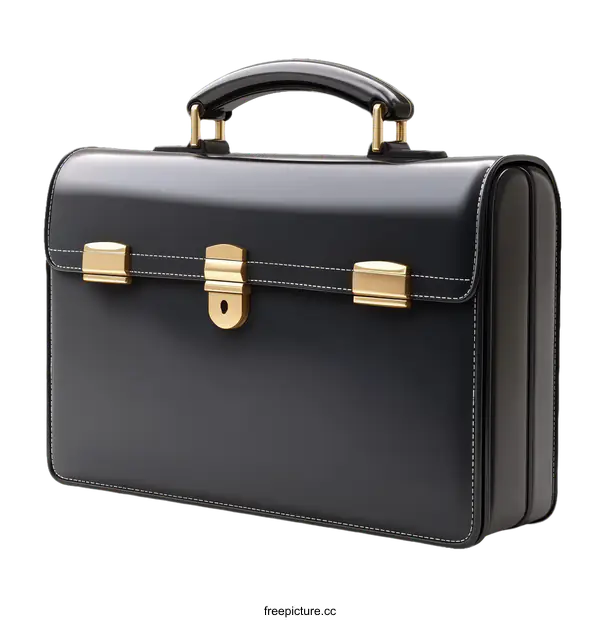[Transparent Background PNG]Black Leather Briefcase Business Accessory