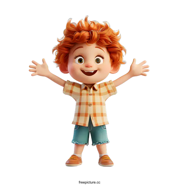 [Transparent Background PNG]Happy Cartoon Boy with Open Arms