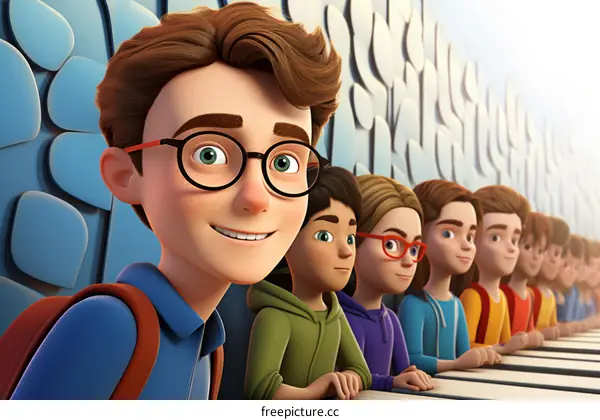 Illustration of a group of diverse children