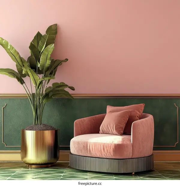 Modern Pink Living Room with Velvet Chair