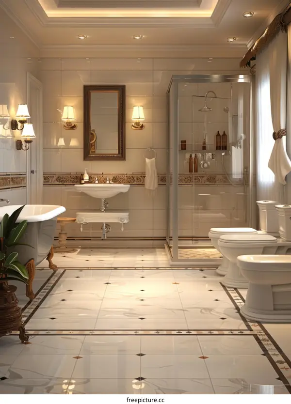 Luxury Bathroom Interior Design Illustration