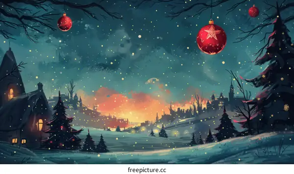 Magical Christmas Village in the Snow