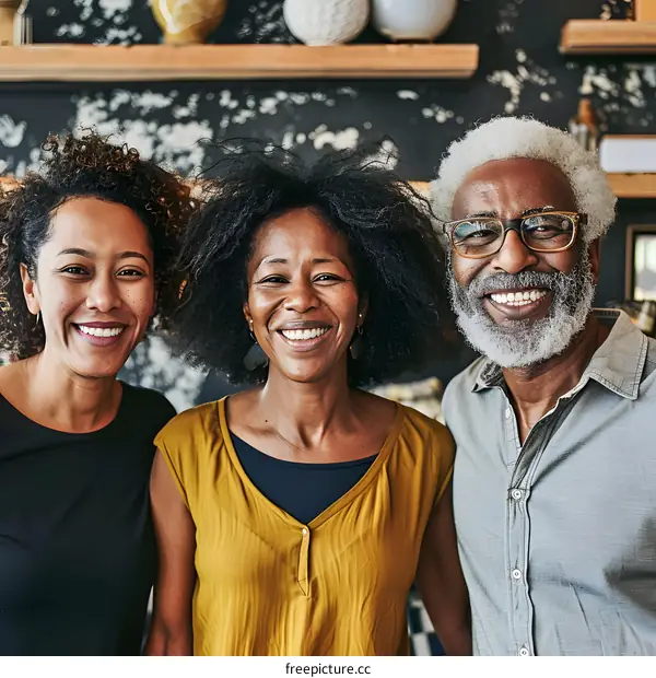 Smiling Group of Three African American People