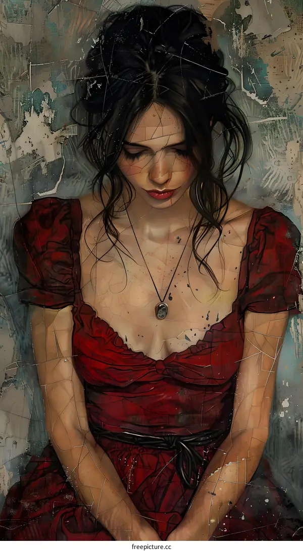 portrait of a beautiful woman in a red dress