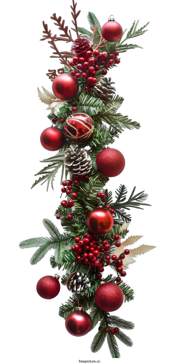 [Transparent Background PNG]Red Christmas Ornament Garland on White Background