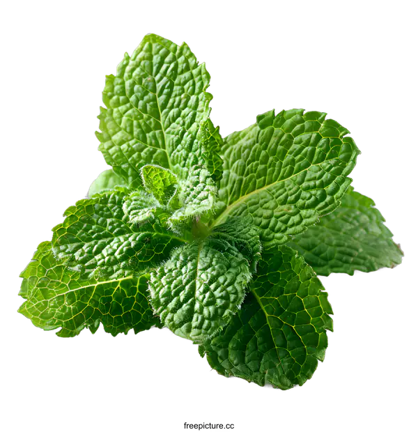 [Transparent Background PNG]Fresh Mint Leaves on White Background