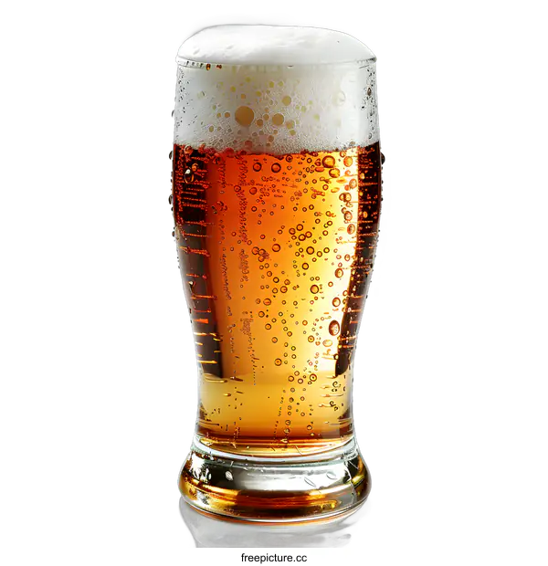 [Transparent Background PNG]Refreshing Beer in Glass on White Background