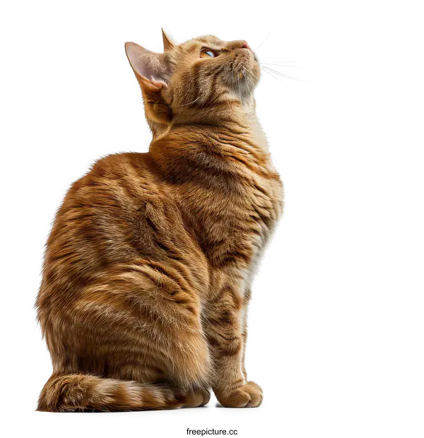 [Transparent Background PNG]Curious Ginger Cat Sitting on White Background