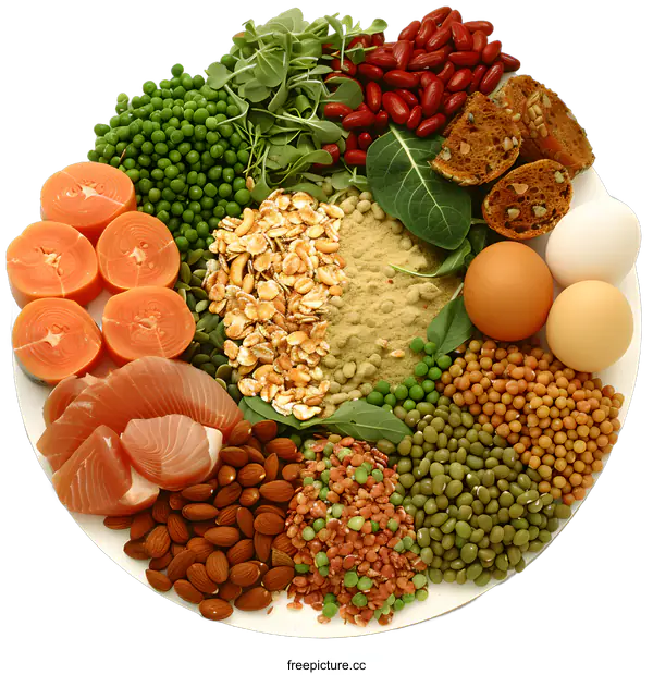 [Transparent Background PNG]Healthy Food Plate with Various Ingredients
