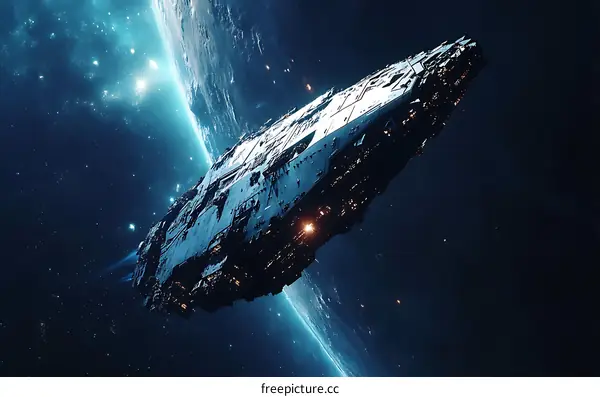 Majestic Spaceship in Cosmic Depths