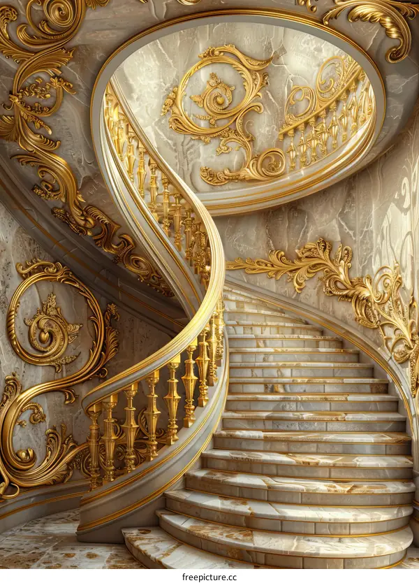 Opulent Spiral Staircase: A Glimpse of Luxury