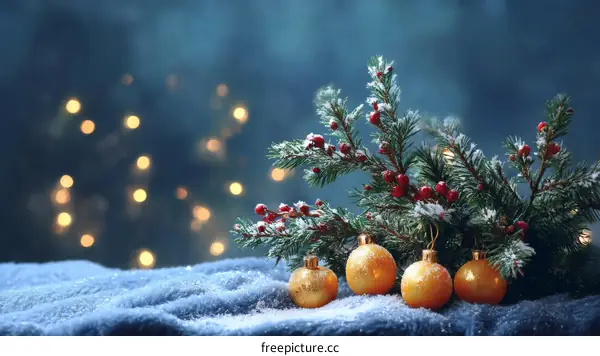 Festive Christmas Decorations with Golden Ornaments