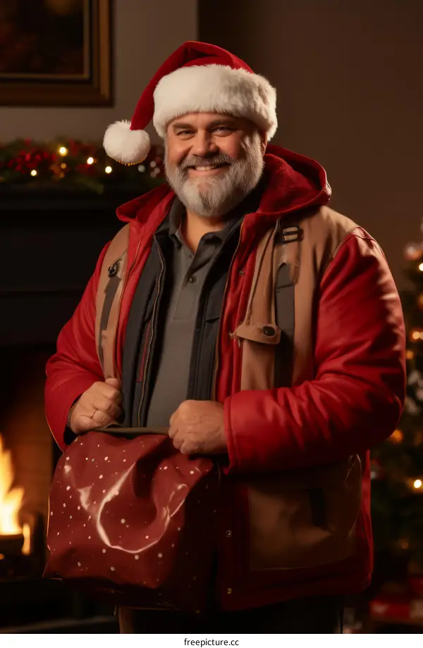 Portrait of a man dressed as Santa Claus
