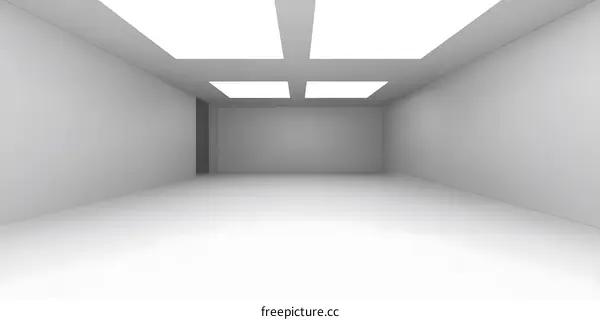 Empty White Room with Recessed Lighting