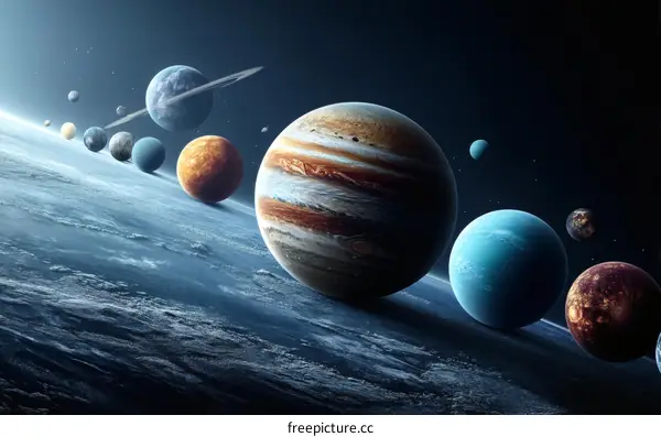 Solar System Planets in Space Illustration